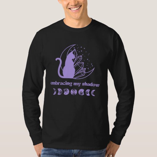 Cat Moon Phase and Crystal Shadow Work Meditation  T-shirt (Voorkant)