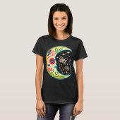 Cat & Moon Sugar Skull Dia de Los Muertos, Dag van T-shirt (Voorkant volledig)