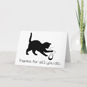 Cat Mouse Bedankt Technicus, Software, Programmeur Feestdagen Kaart