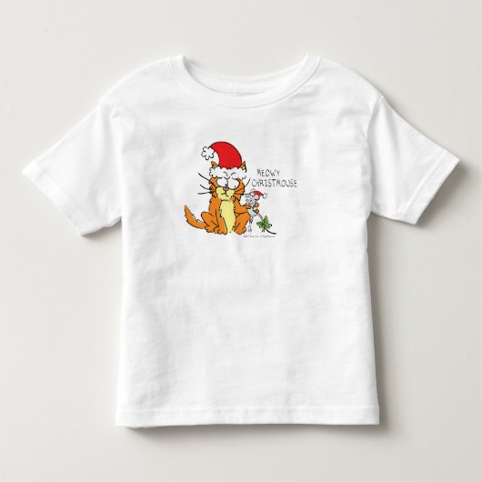 Cat Mouse Kerstmis Funny Cartoon Cute Kinder Shirts (Voorkant)