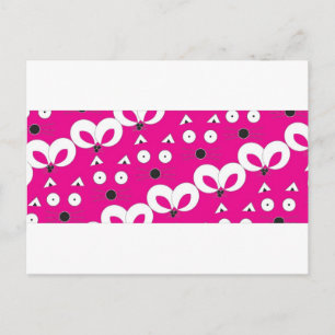 Cat Mouse Patroon Hot Pink Briefkaart
