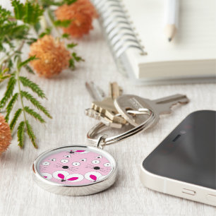 Cat Mouse Pattern Sleutelhanger Lt Pink