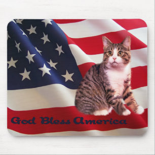 Cat Mousepad God Bless America Muismat