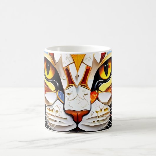 Cat Mozaïek Glas in lood Design Koffie Mok (Center)