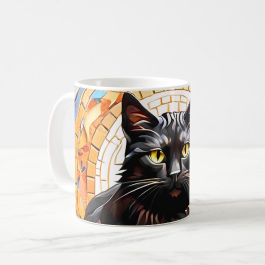 Cat Mozaïek Glas in lood Designer Mok (Voorkant links)
