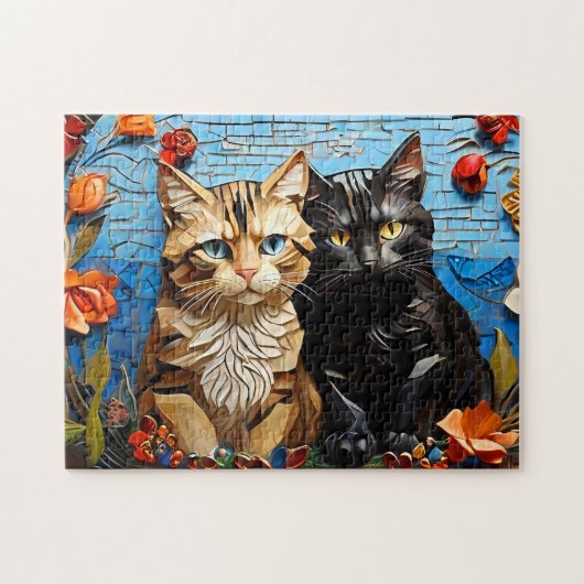 Cat Mozaïek Glas in lood Designer Puzzel (Horizontaal)