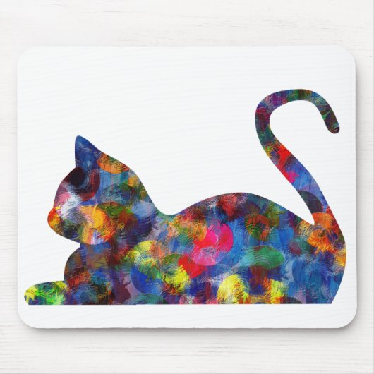 Cat Multi-Colored Mousepad Muismat (Voorkant)