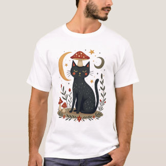 Cat Mushroom Hat Cottagecore Kitten Kitty Women Gi T-shirt