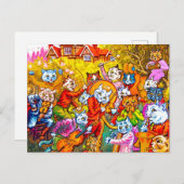 Cat Musical Band Briefkaart (Voorkant / Achterkant)