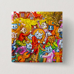 Cat Musical Band Vierkante Button 5,1 Cm