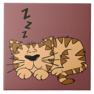Cat Nap Kat Grote keramische Tegel Tegeltje