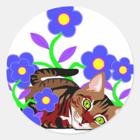 Cat Nap Ronde Sticker (Voorkant)