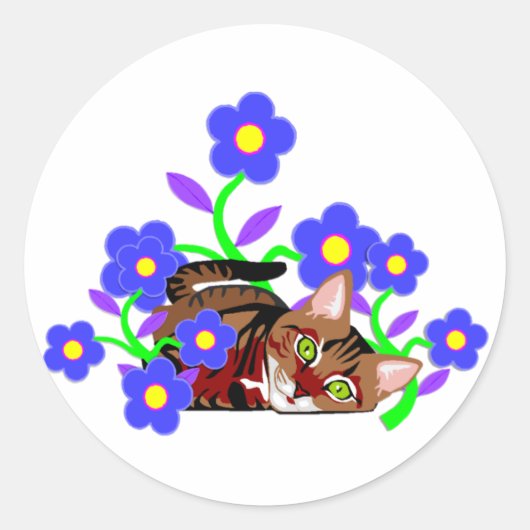 Cat Nap Ronde Sticker (Voorkant)