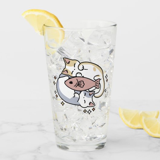 Cat-Napping is mijn zelfzorg Schattigee Cat Quote Glas (Voorkant ijs)