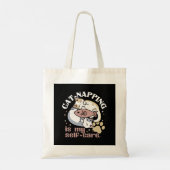 Cat-Napping is mijn zelfzorg Schattigee Cat Quote Tote Bag (Achterkant)