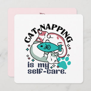 Cat-Napping is mijn zelfzorg: Schattigee slaperige Feestdagenkaart