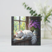 Cat Napping on the Window Sill | Blank Kaart (Staand voorkant)