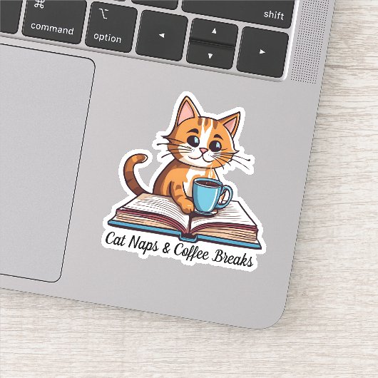 Cat Naps & Coffee Breaks Waterdicht Sticker (Detail)