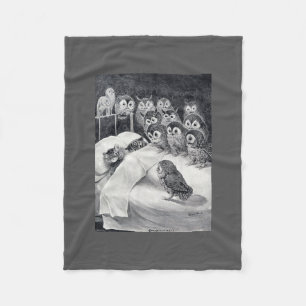 Cat Nightmare Owl Bird, Louis Wain Fleece Deken