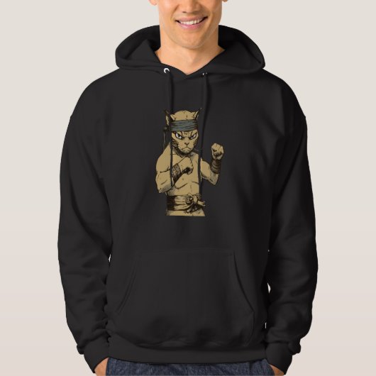 Cat Ninja Fighter Cat Practice Karate Hoodie (Voorkant)