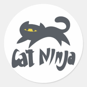 Cat ninja - Kies achtergrondkleur Ronde Sticker
