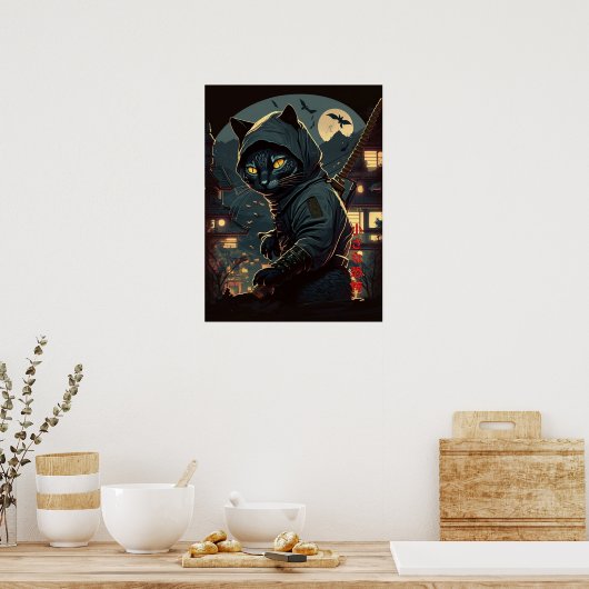 Cat Ninja - Little Terror Poster (Keuken)