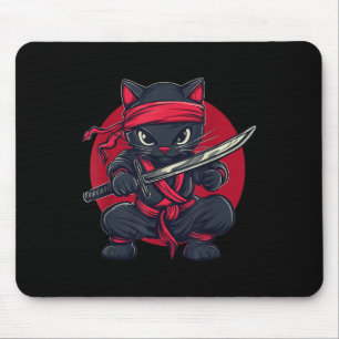 Cat Ninja Samurai Japan Japanse Vlag Kawaii Grappi Muismat