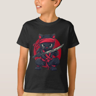 Cat Ninja Samurai Japan Japanse Vlag Kawaii Grappi T-shirt
