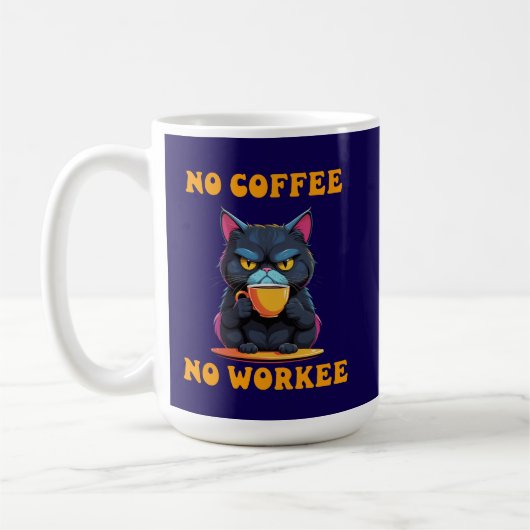 Cat No Café No Workee Funny Feline Mug Cadeau (Gauche)