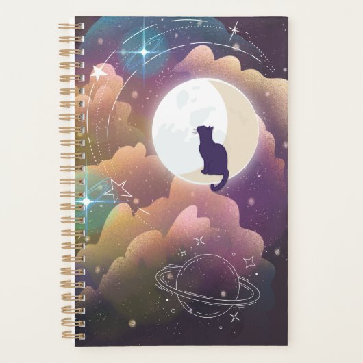 Cat noir coloré Crescent Lune (Devant)