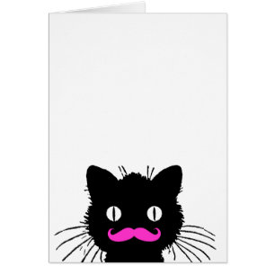 CAT NOIR DE MOUSTACHE ROSE DRÔLE