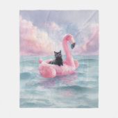 Cat noir en gros Flamant rose Cat Couverture flott (Devant)