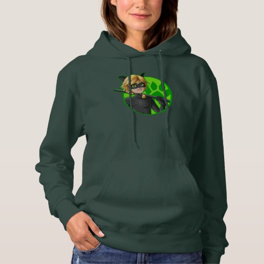 Cat Noir Green Badge Hoodie (Voorkant)