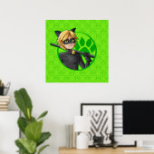Cat Noir Green Badge Poster (Thuiskantoor)