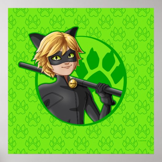 Cat Noir Green Badge Poster (Voorkant)