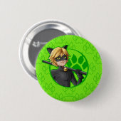 Cat Noir Green Badge Ronde Button 5,7 Cm (Voorkant /achterkant)