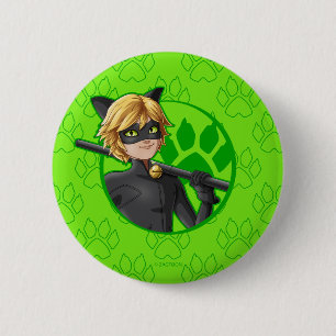 Cat Noir Green Badge Ronde Button 5,7 Cm
