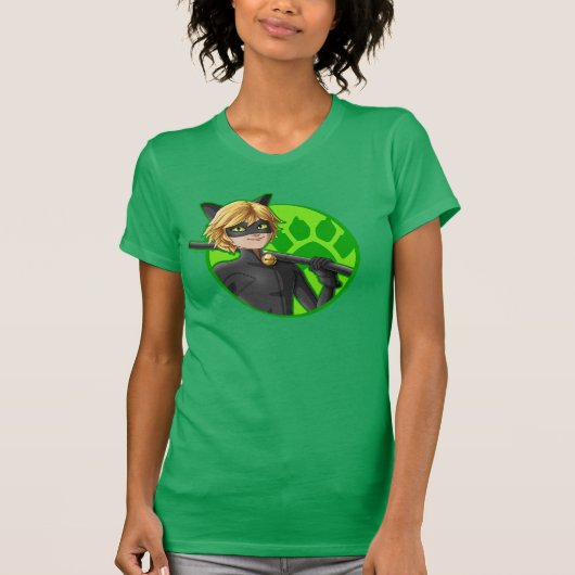 Cat Noir Green Badge T-shirt (Voorkant)
