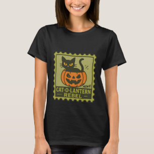 Cat-O-Lantern Rebel - Zwarte Kat Pompoen Halloween T-shirt