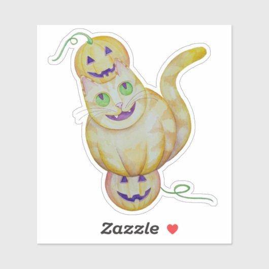Cat-O-Lantern-Sticker Sticker (Vel)
