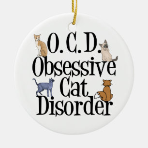 Cat Obsoned Keramisch Ornament