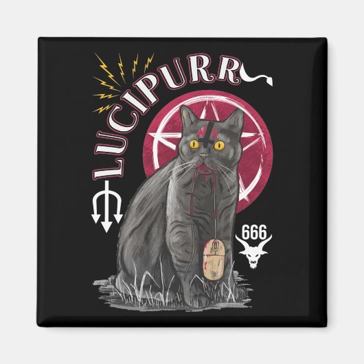 Cat Occult Kitten Gothic Animal Satan Magneet (Voorkant)