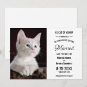Cat of Honor Pet Photo Wedding Save the Date (Voorkant / Achterkant)