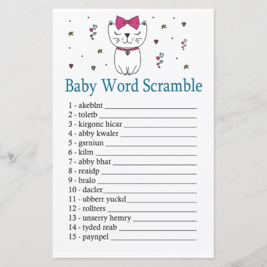 Cat- of Kitten-Baby-tekstscramble-game (Voorkant)
