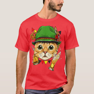 Cat Oktoberfest Lederhosen Costume German Beer Fes T-shirt