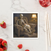 Cat On a Halloween Skeleton Servet (Insitu)