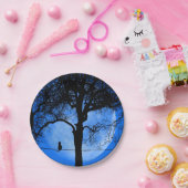 Cat on a Wire Blue Moon Papieren Bordje (Feest)