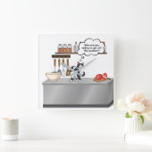 Cat on Kitchen Counter Wall Clock Vierkante Klok (Huis)