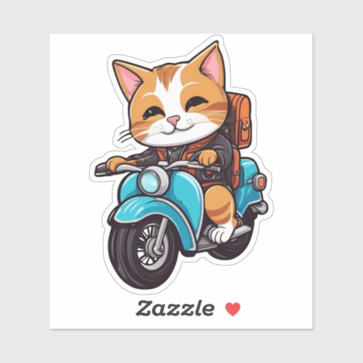 cat on motorcycle sticker (Vel)