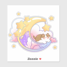 cat on the moon sticker
